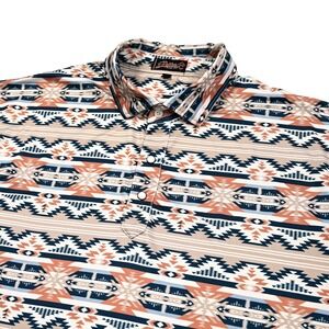 Rafter C Shirt Men's XL Pearl Snap Aztec Navajo Golf Polo Western Cowboy Stretch
